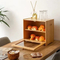 Double Layer Bamboo Bread Box Storage Container with Clear Windows for Kitchen Countertop