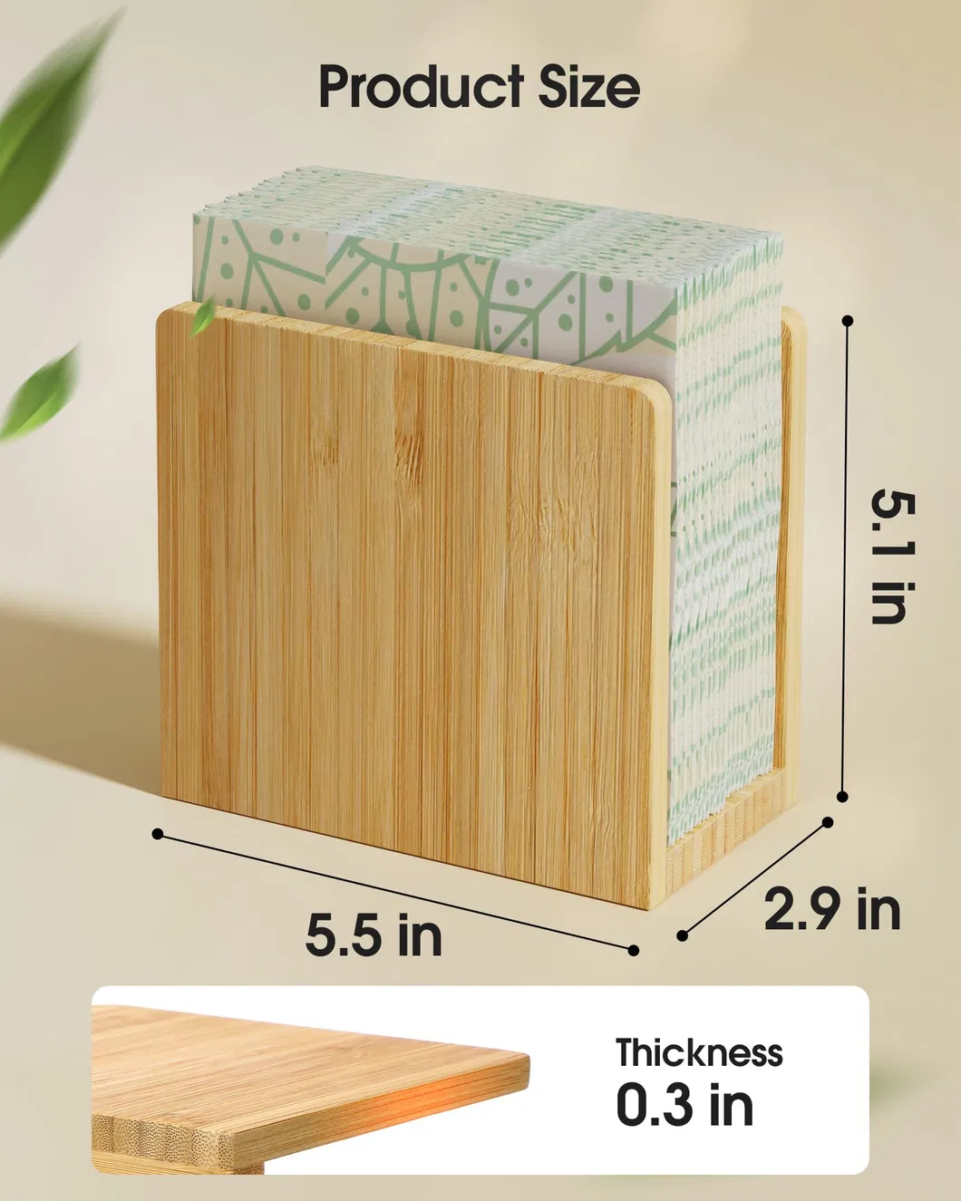 Freestanding Bamboo Tabletop Tissue Dispenser for Kitchen /Dining Room / Restaurant/Hotel
