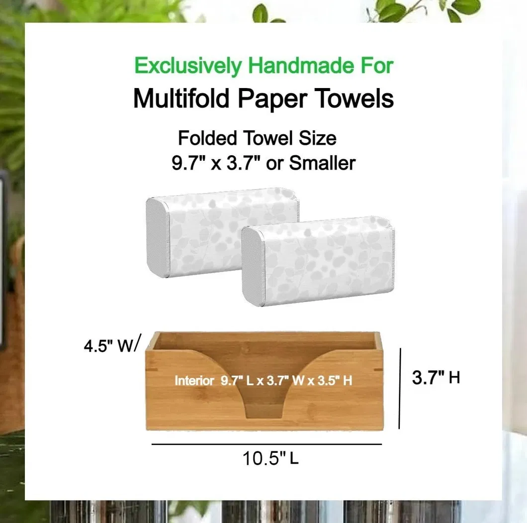 Countertop Multifold Bamboo Folded Paper Towel Dispenser / Holder