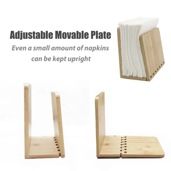 Adjustable Bamboo Napkin Holder for Dining Room, Picnic, Kitchen Table Indoor Outdoor
