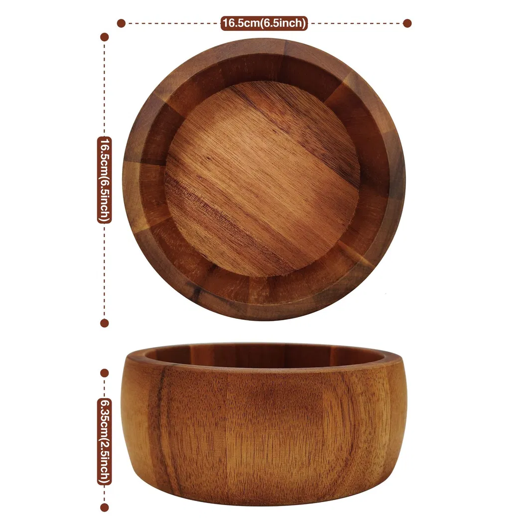 Small and Round Acacia Wood Fruit Bowl Salad Bowl