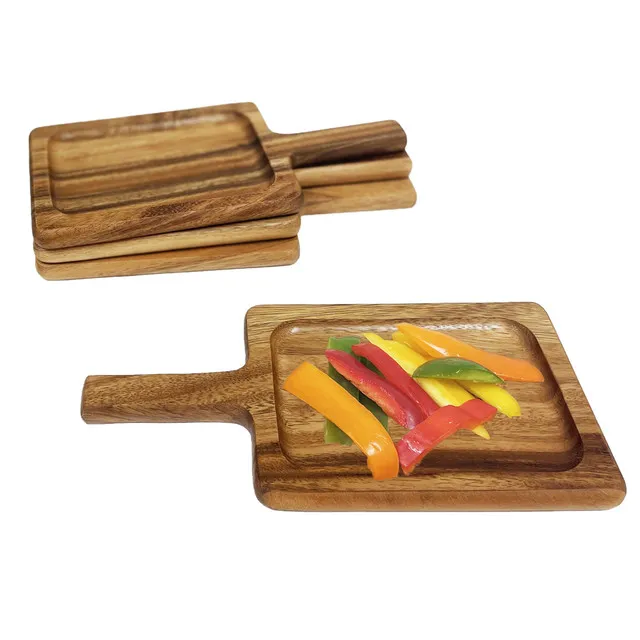 Laser-Engraved Acacia Wood Serving Board Custom Serving Tray with Handles