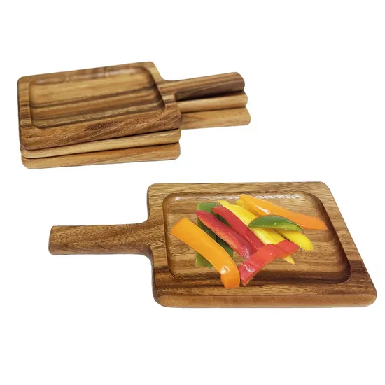 Laser-Engraved Acacia Wood Serving Board Custom Serving Tray with Handles