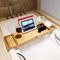 Extendable Bamboo Bathtub Caddy Tray Table with Folding Legs