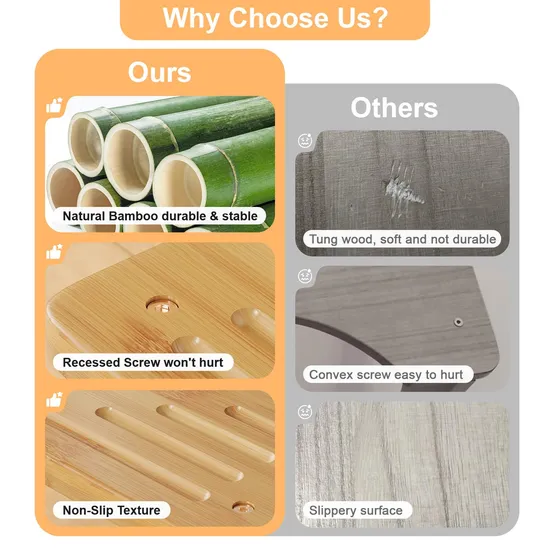 Natural Non - Slip Bamboo Squatting Toilet Stool for Adults and Children