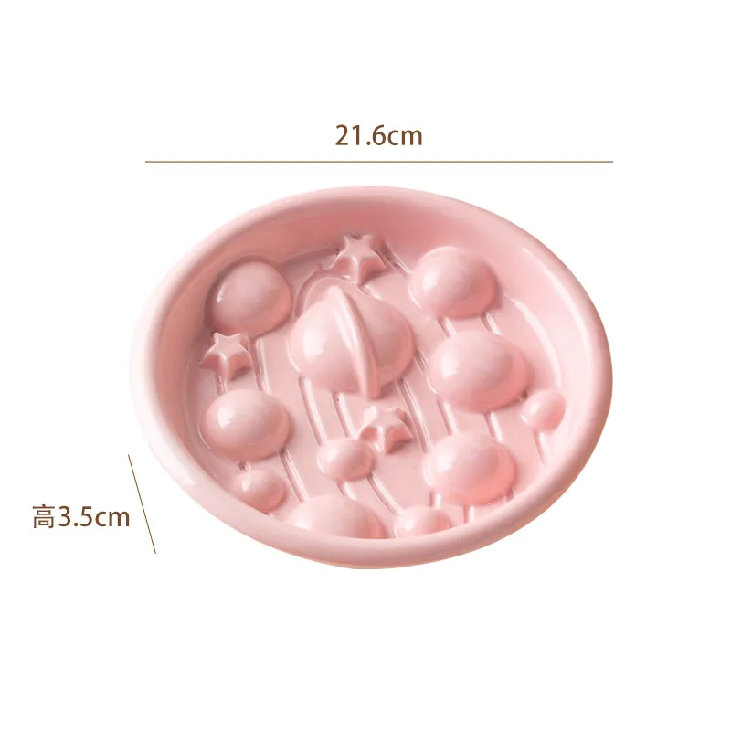 Anti - Choking and Slow - Feeding Ceramic Pet Food Plates Cat Dog Food Bowl with Bamboo Stand