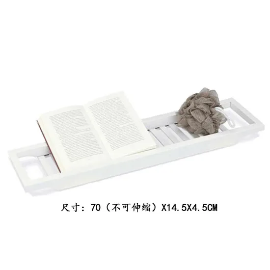 White Color Bamboo Bathtub Tray Table for Bathroom