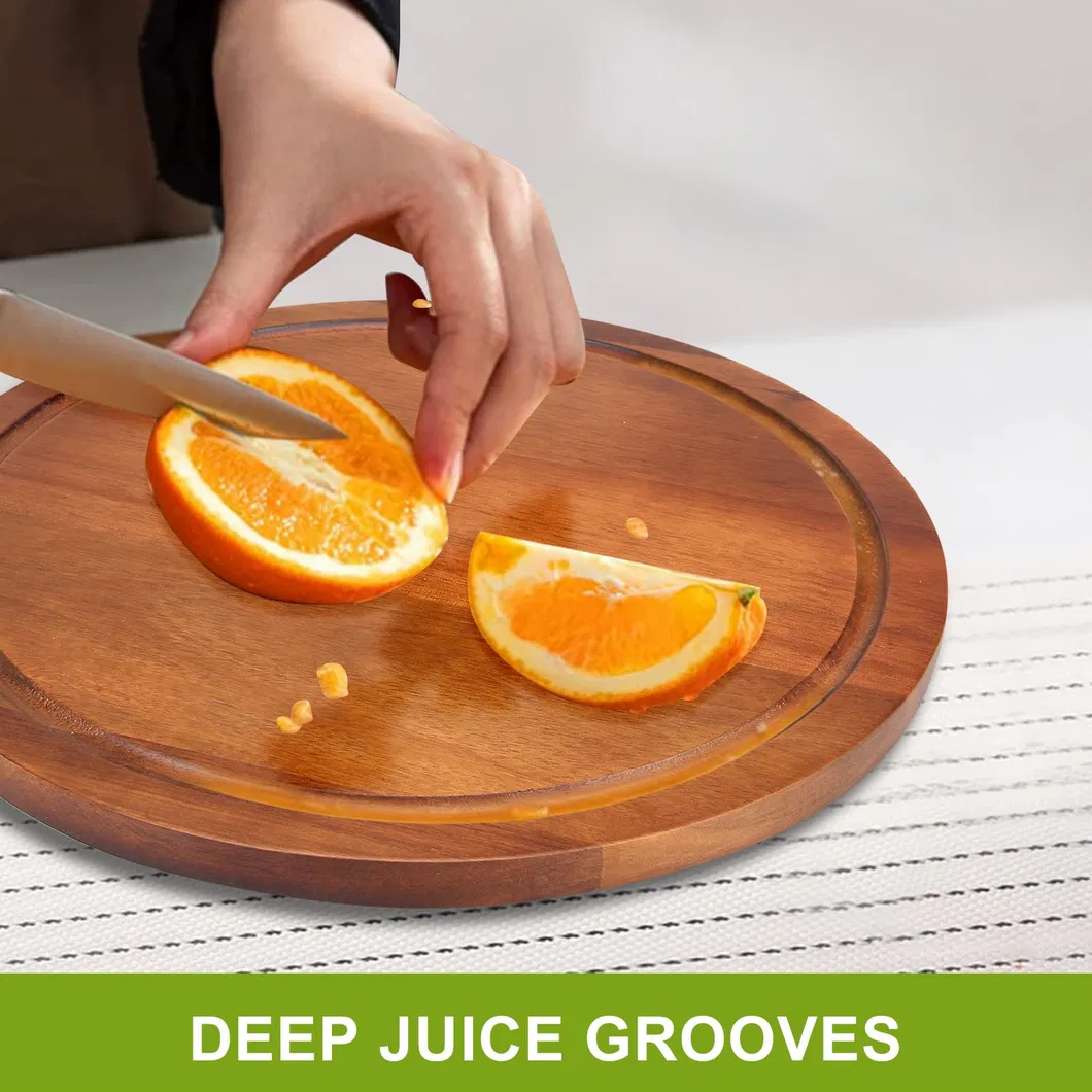 Direct Factory Round Wood Cutting Board with Juice Groove