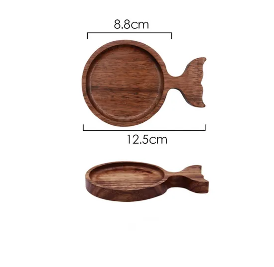 Animal Shaped Acacia Wooden Serving Tray / Plates for Sauce, Snack, Sushi.
