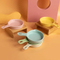 Flat - Bottomed Ceramic Pot Cat Bowl Slow - Feeding Bowl Drinking Bowl with Handle and Bamboo Stand