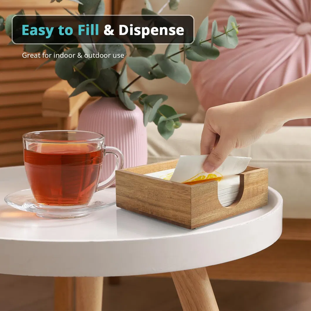 Acacia Wood Napkin Holder for Kitchen Dinner Table Decor