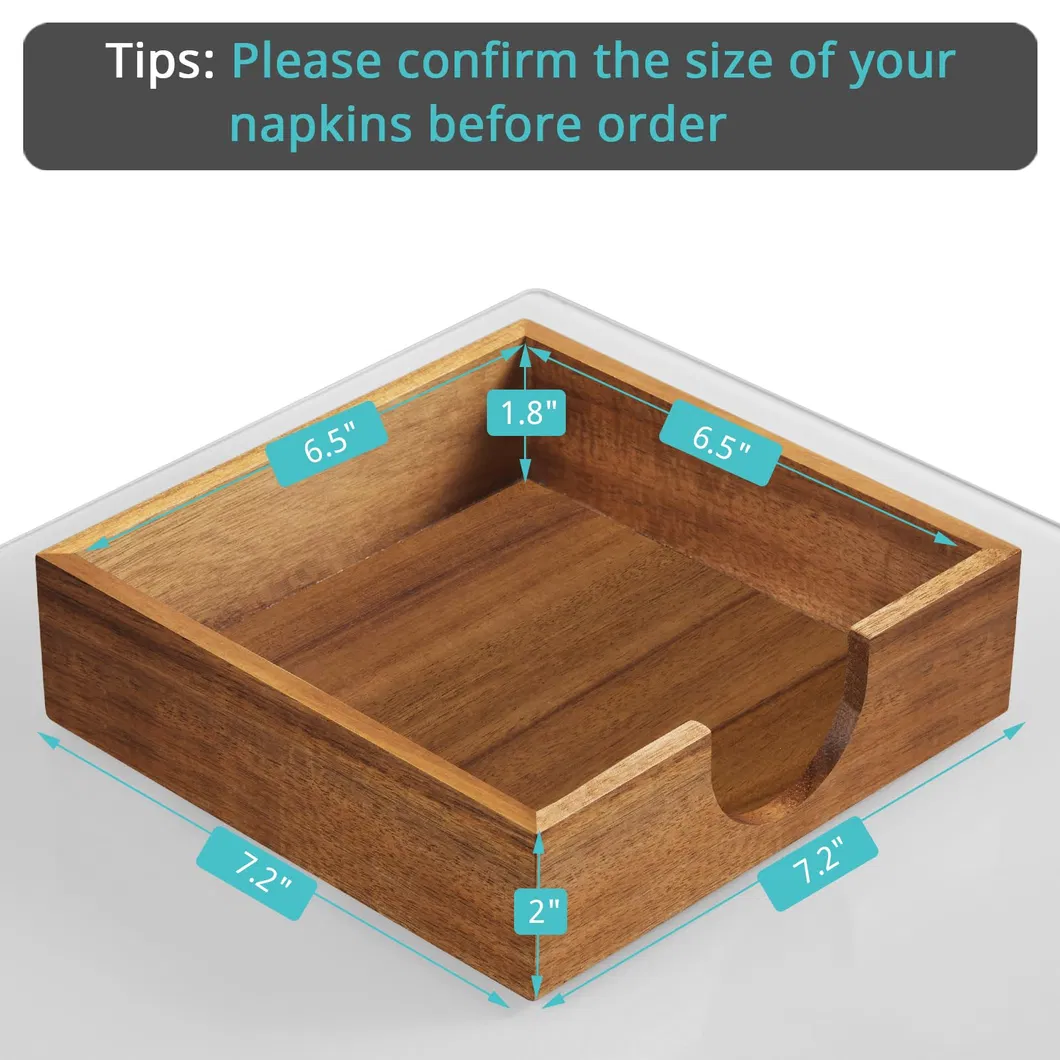 7.2 Inch Acacia Wood Tabletop Tissue Dispenser for Home / Restaurant / Hotel