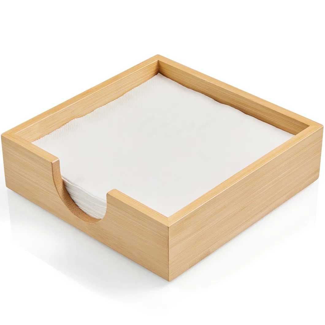 Square Bamboo Napkin Holder for Kitchen