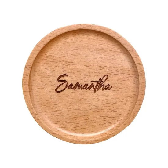 Custom Engraved Round and Square Beech Wooden Coasters for Personal Gifts