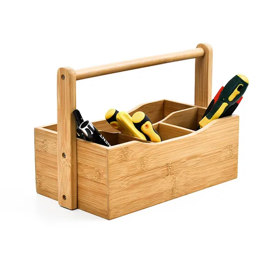 4 Compartments Bamboo Kitchen Cutlery Caddy Utensil Rack Holder Divider