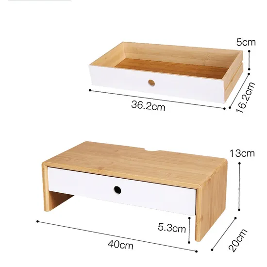 Bamboo Monitor Stand Riser Laptop Stand Riser for Apartments Office Home Use