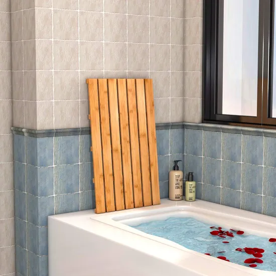 Thickened Sturdy Nonslip Bamboo Bath Mat for Luxury Shower