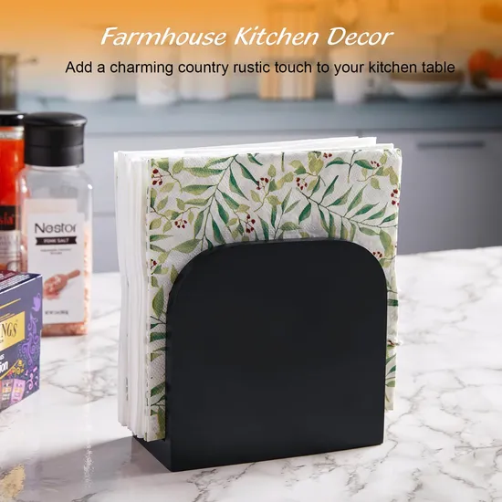 Black Wooden Standing Napkin Holders for Kitchen