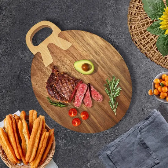 Premium Acacia Wood Serving and Cutting Board with Handle