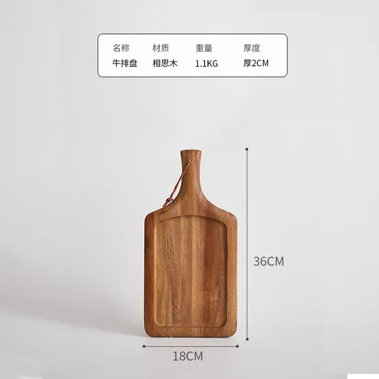 Natural Paddle Shape Acacia Wood Board Serving Tray with Handle