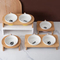 No Spill Ceramic Pet Bowl Dish with Wood Stand Ceramic Double Pet Bowl for Dog Cat