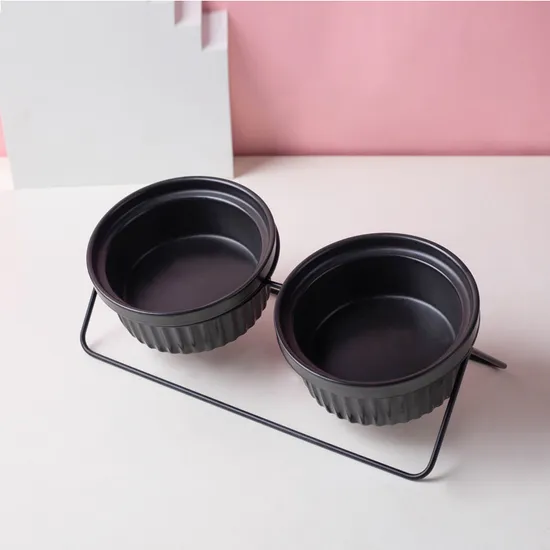 Black Ceramic Pet Feeding Bowl Food Bowl Snack Bowl for Home Use