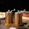 Hand-Cranked Acacia Wood Pepper Grinder Vase with Tray