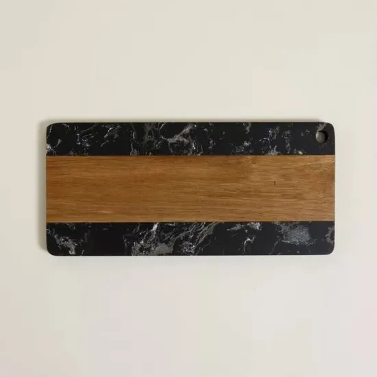 Acacia Wooden Cutting Board with Marble for Kitchen