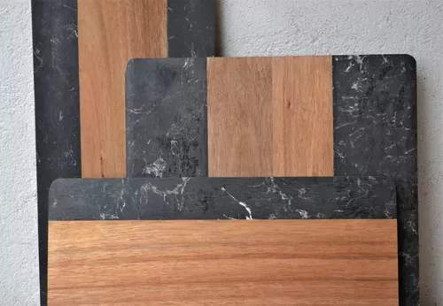 Square Solid Wood Marble Bread Toast Fruit Cutting Board for Kitchen