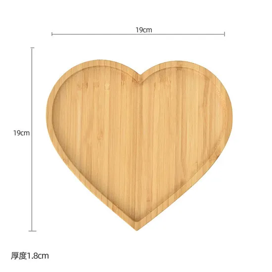 Bulkbuy Different Size Heart Shape Bamboo Bread Plate Set