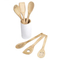 Eco Bamboo Wooden Kitchen Tools Set with Round Holder