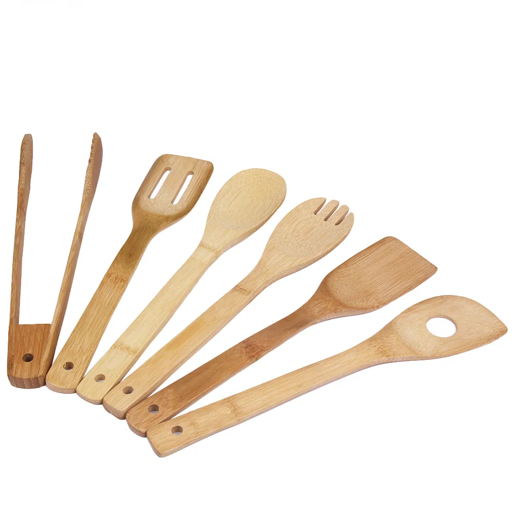 Non Stick and Portable Bamboo Cooking Utensils Set for BBQ