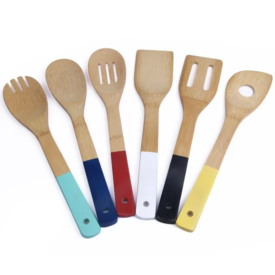 Wholesale Colorful Bamboo Cooking Utensils Set for Christmas Gift