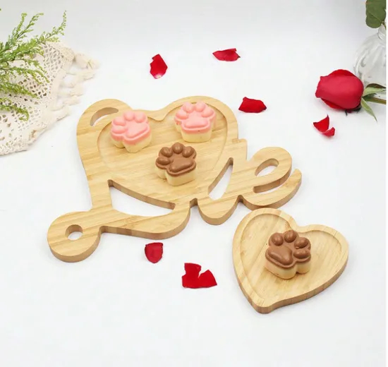 "Love" Heart Shape Bamboo Plates Bamboo Serving Tray for Gife