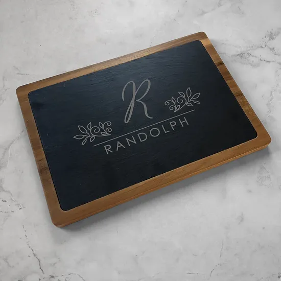 Personalized Engraved Slate Wooden Cheese Board