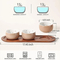 Chips and DIP Set Acacia Wood Serving Tray with 3 Round Ceramic Bowls
