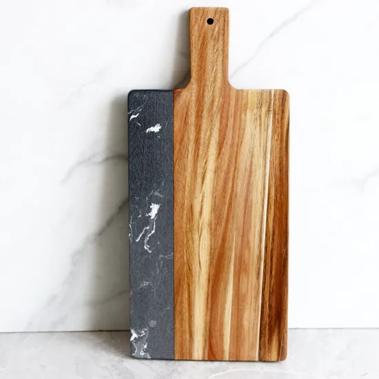 Wood Marble Cheese Cutting Board with 3 Knvies Set