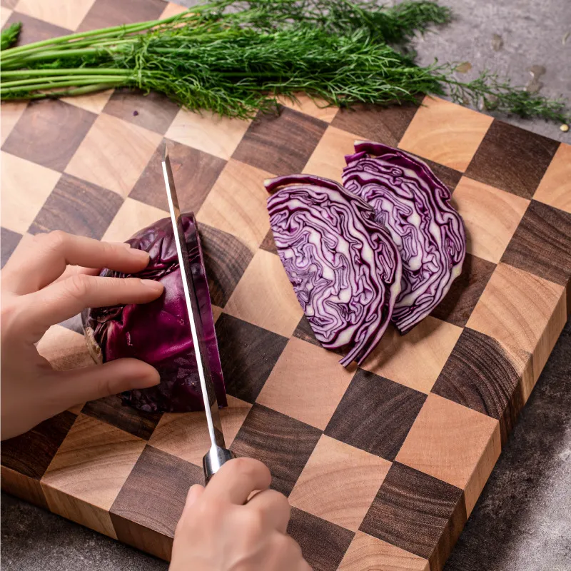 Large Thick Wood Chopping Board Butcher Block with Checkerboard Pattern