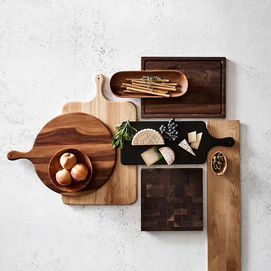 Reversible Acacia Serving Board / Tray with Juice Channels and Handle Cutouts