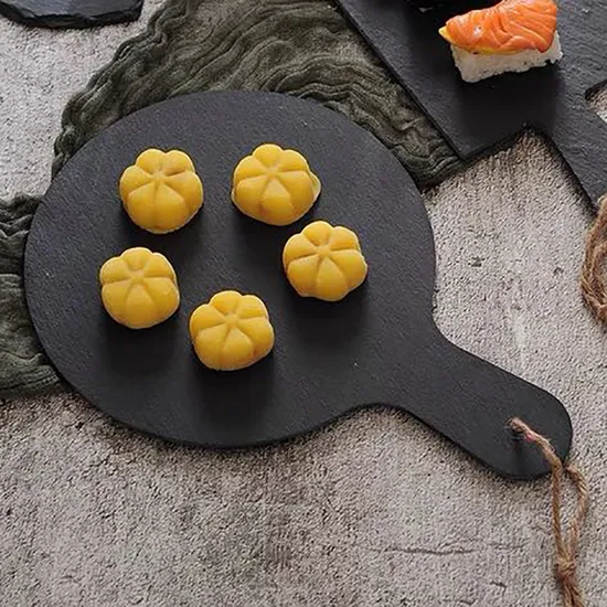 Round Slate Cheese Serving Board with Handle