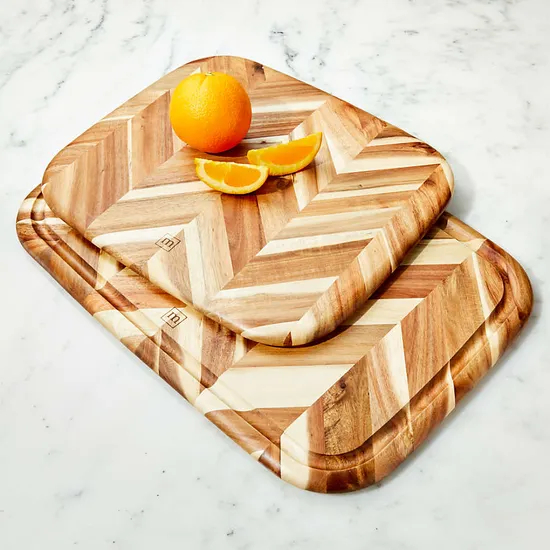 Large Rectangle Herringbone Pattern Wood Cutting Board for Kitchen
