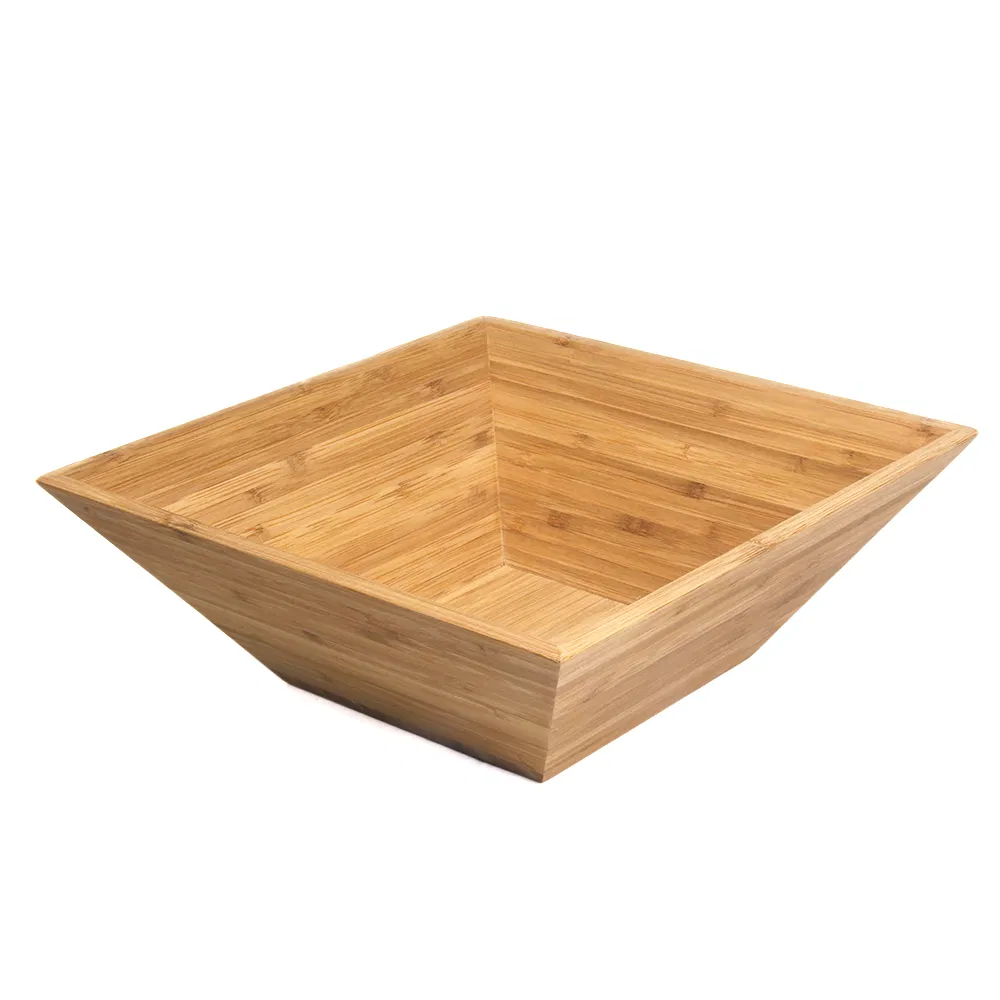Square Bamboo Serving Bowls for Salad and Fruit