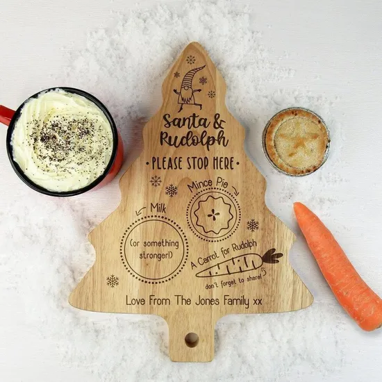 Personalized Engraved Christmas Tree Shape Wood Cutting Board