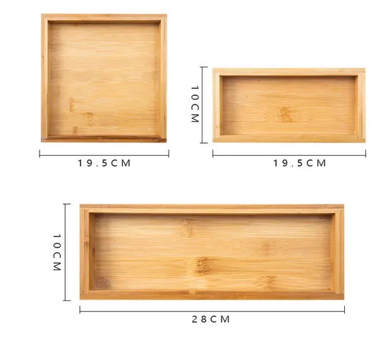 3 Divided Rectangle Bamboo Serving Tray with Ceramic Dishes for Snack /Sauce