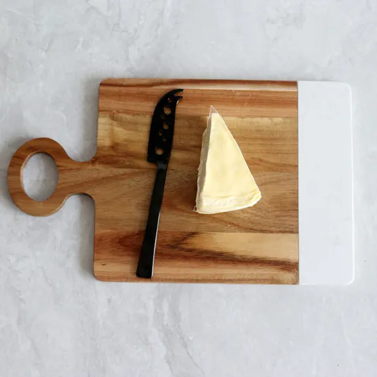 Well - Constructed Marble Wood Cheese and Snack Board with Handle