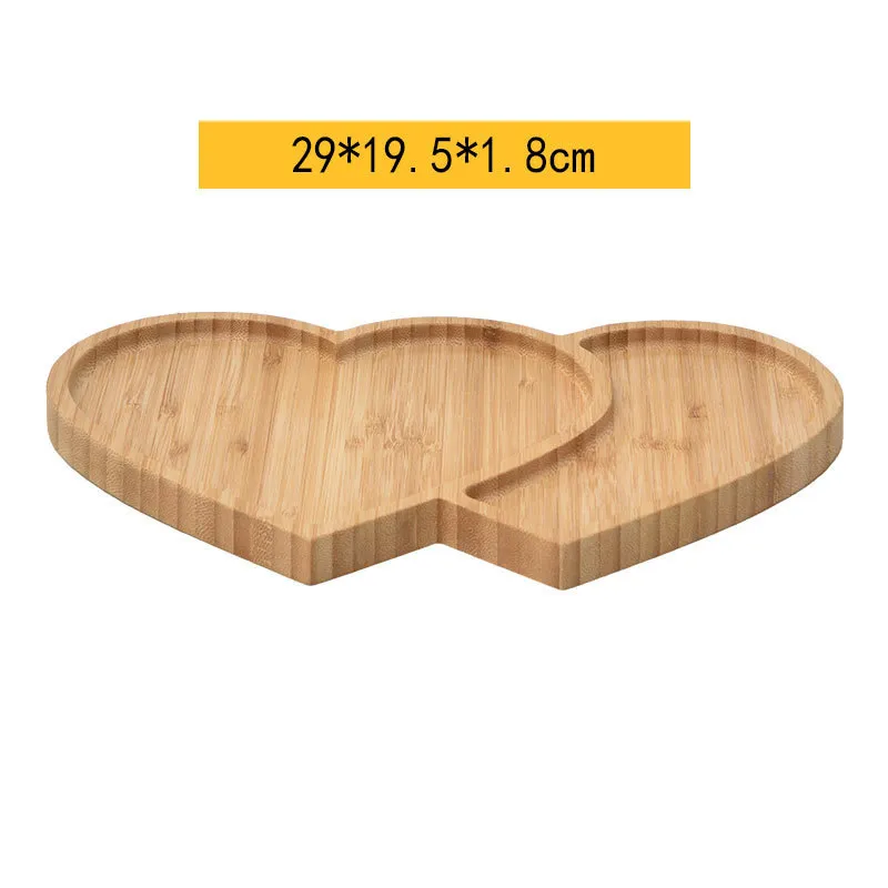 Direct Supply 2 Heart Shape Bamboo Serving Plate for Steak