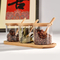 Clear Glass Spice Jars Set of 3 with Bamboo Lids and Spoons and Divided Bamboo Stand