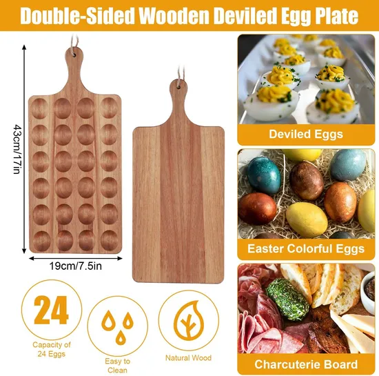 Thickened Rectangle Filled Egg Plate Egg Tray Egg Display Platter for 24 Fresh Eggs