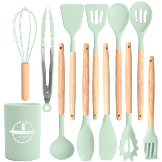 Wholesale Food Grade 12-Piece Silicone Kitchen Gadget Cooking Tools Utensil Set