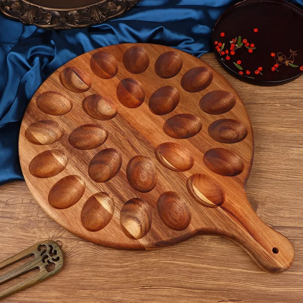 Paddle Shape Large Wooden Egg Tray Egg Crate Holder Egg Organizer Egg Holder with Handle